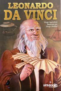 Portada del libro ilustrado “Leonardo Da Vinci”, una novela gráfica publicada por Mirlo Azul.